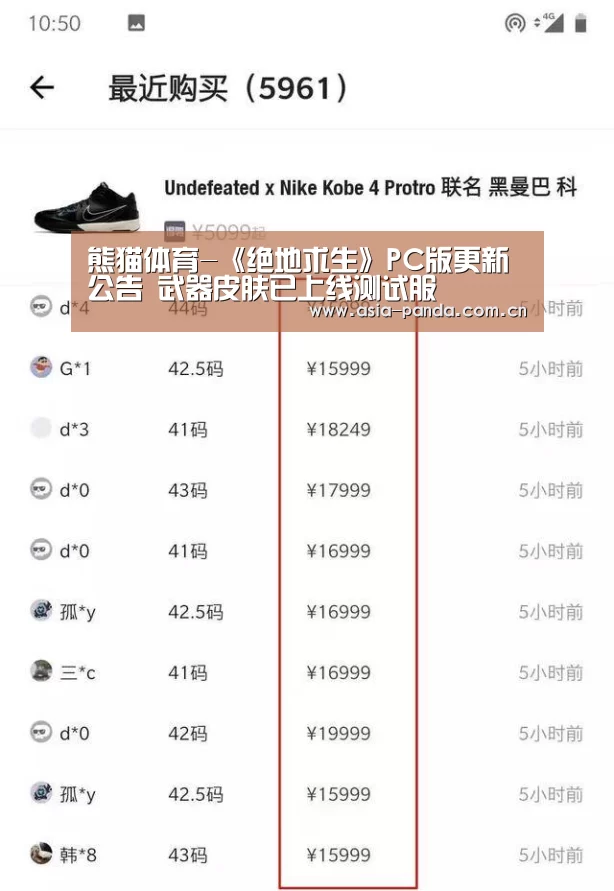 熊猫体育-《绝地求生》PC版更新公告 武器皮肤已上线测试服(图3) 熊猫APP